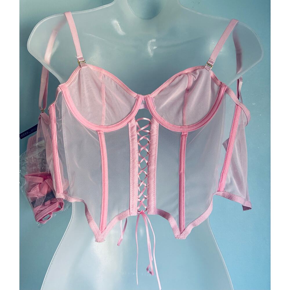 Corset Top Small Pink Lace Up Body Rage - Picture 7 of 7
